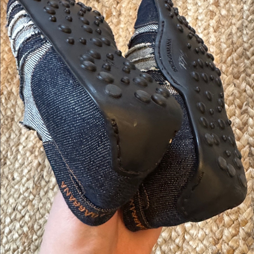 Dolce & Gabbana Denim Athletic Sneakers with Brown Laces - Picture 6 of 11